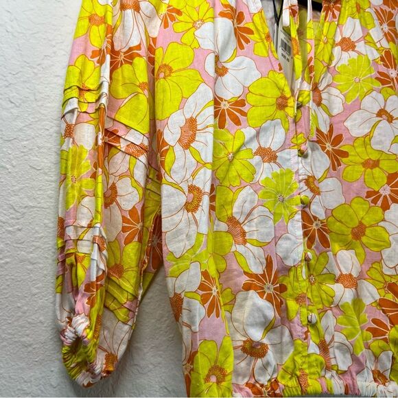 Sanctuary floral, Boho smock neck button down shirt 🌺 XS - Picture 3 of 6
